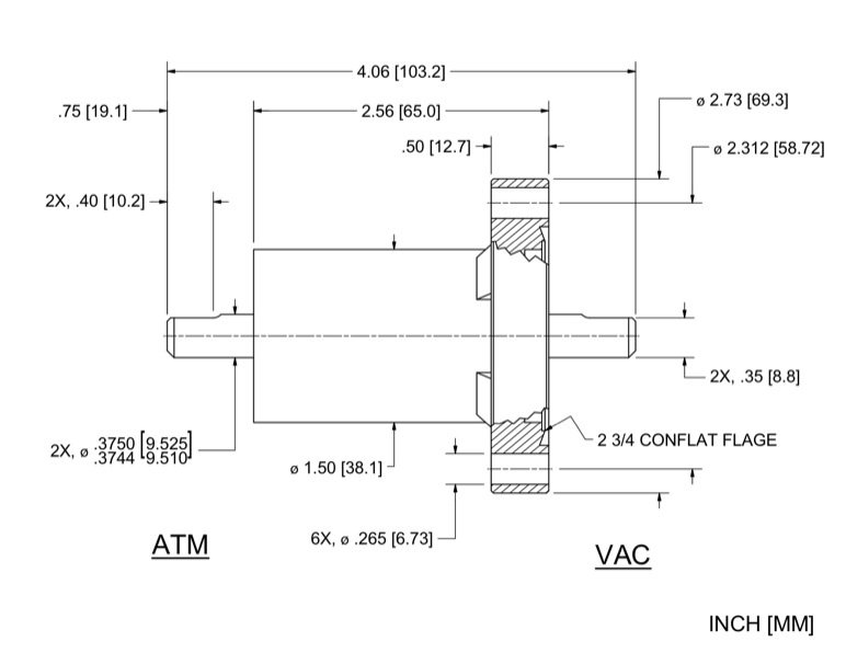 Feedthrough Model SS-375-SLCB (part number 103154) dimensional specifications drawing