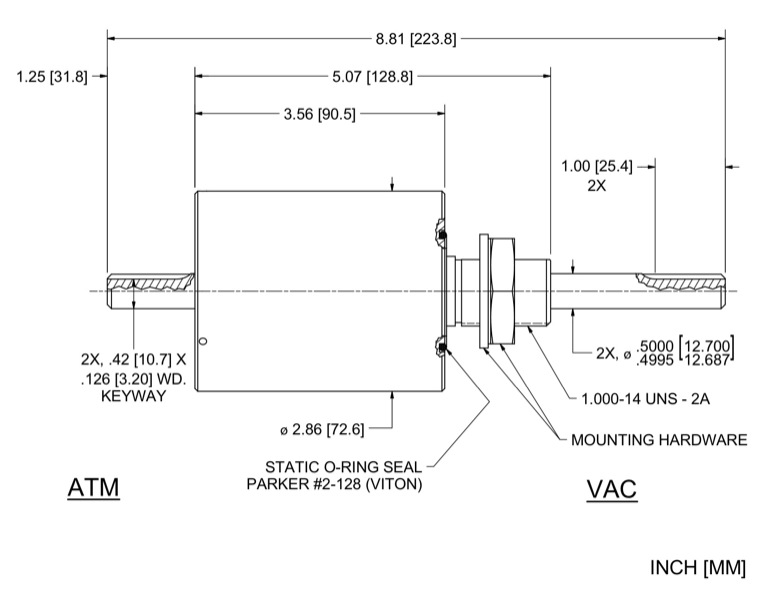 Feedthrough Model SS-500-SLAE (part number 103191) dimensional specifications drawing