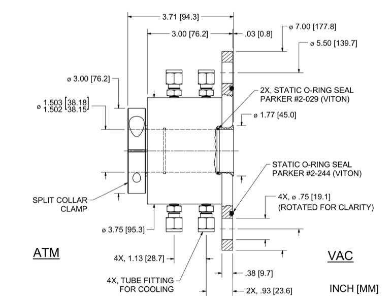 Feedthrough Model HS-1500-SLFBCW (part number 103354) dimensional specifications drawing