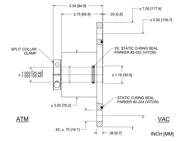 Feedthrough Model HS-1000-SLFBC (part number 103359) dimensional specifications drawing