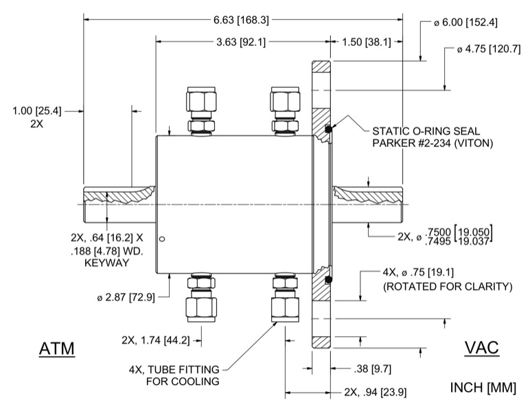 Feedthrough Model SS-750-SLFAW (part number 121101) dimensional specifications drawing